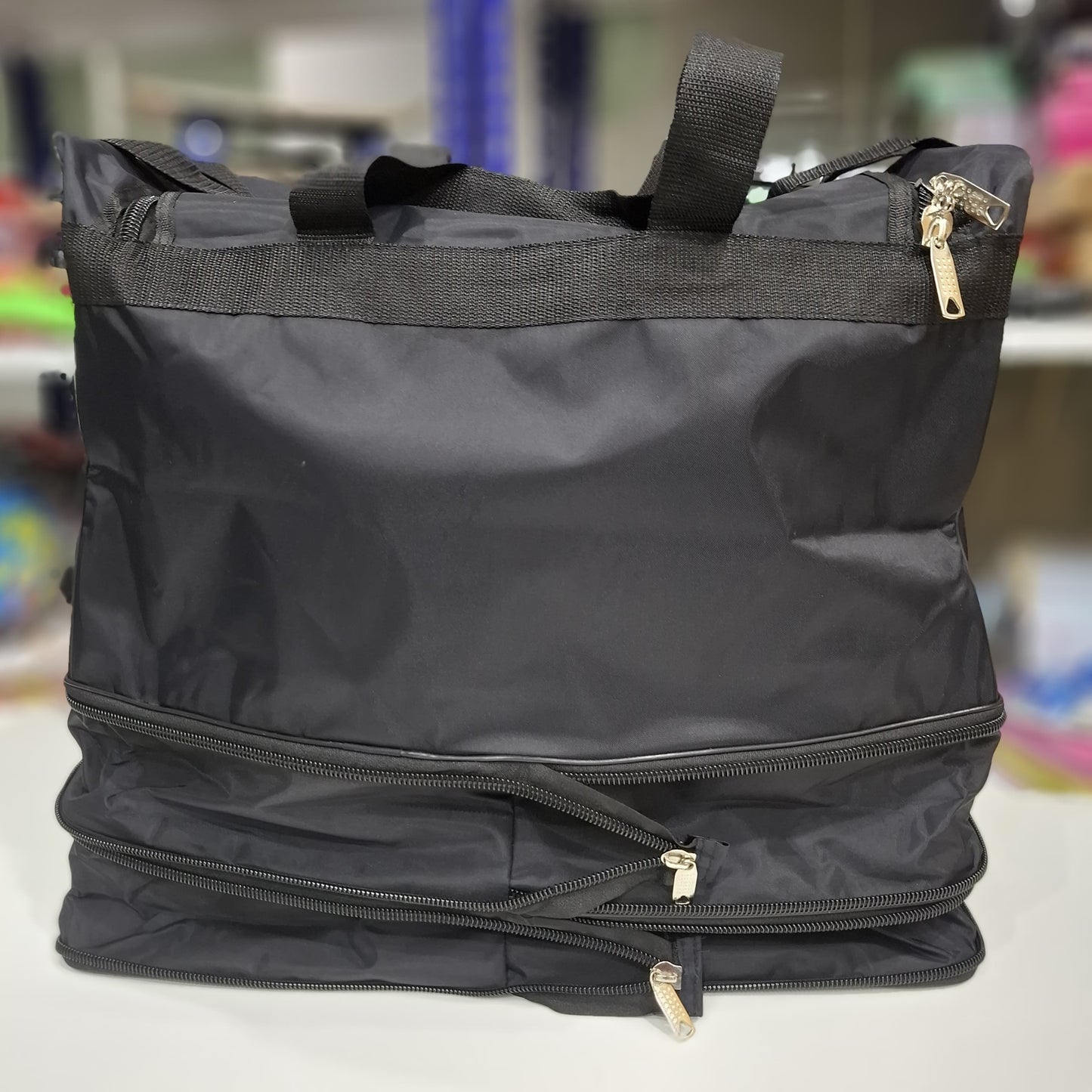 Large Black 2 step Expandable Duffel Travel Bag