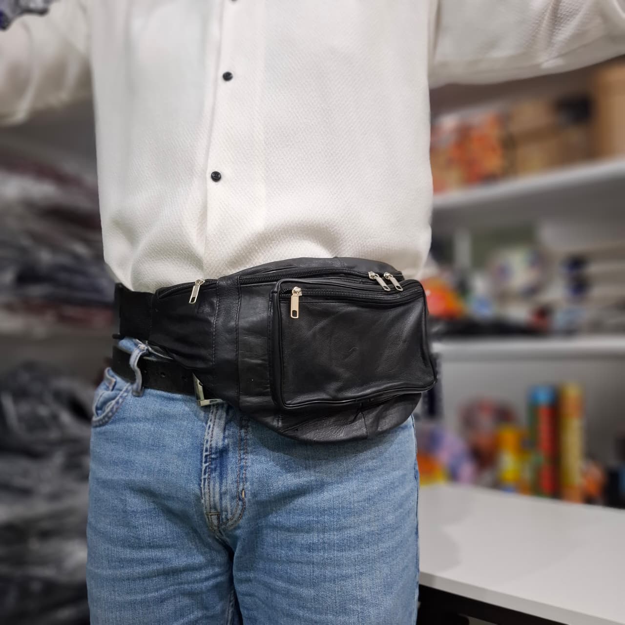 Waist/Shoulder Leather Travel Bag